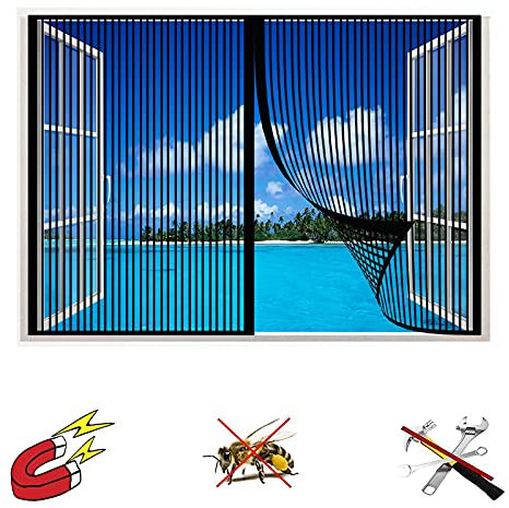 Zanzariera per Finestra,Tenda Zanzariera Magnetica Finestra, ete lavabile,Dimensioni Finestra su Misura - Protezione Contro Zanzare e Insetti, Facile da Installare, datto a Qualsiasi Finestra