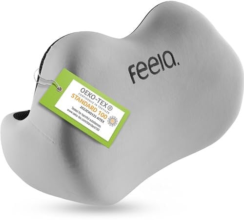feela.® Ergonomisches Rückenkissen für Bürostuhl | Lendenkissen als Stuhlkissen für Zuhause, Büro oder Rückenstütze im Home-Office (Silber)