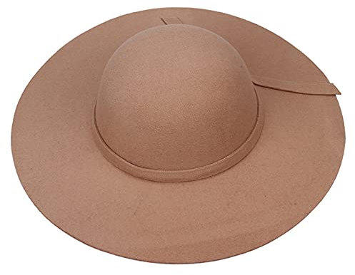 VPbao Wollhut mit breiter Krempe, Filz, Fedora-Hut, Damenhut, Schlenker-Glocke, Derby, Kirche, Party, Hüte – faltbar, Khaki für Erwachsene, Einheitsgröße