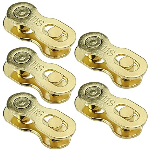eMagTech 5 Pair of Bicycle Chain Links for 11 Speed Speed Chain Mountain Road Bike Reusable Magic Buckles Quick Assemble Disassemble Manganese Steel Gold Cycling Accessories