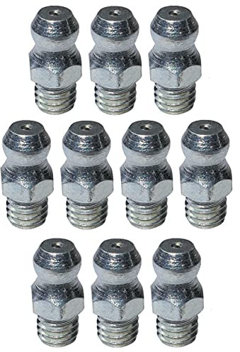 Aerzetix - C52415 - Set di 10 ingrassatori Idraulici Diritti a 6 Lati - DIN 71412 - Raccordo di lubrificazione da avvitare - AM 6x1 - in Acciaio zincato