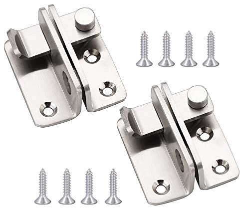 CEEYSEE 2 Paar Schieberiegel aus Edelstahl, gebürstete Oberfläche, Vorhängeschloss mit Schrauben, für Fenster, Schlafzimmer, Badezimmer, Schrank, Briefkasten, Garten, Haustierkäfig (UMK)