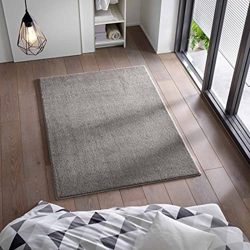 Taracarpet Kurzflor Flachgewebe Teppich für Wohnzimmer, Kinderzimmer und Schlafzimmer Einfarbig Uni Anthrazit Dunkel-Grau 120x170 cm