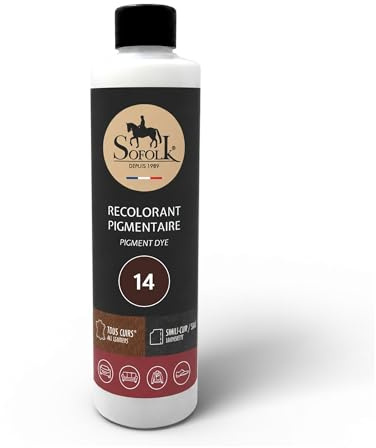 Sofolk - Peinture cuir/similicuir - Recoloration pour cuir endommagé, rayé, décoloré - Volant de voiture, siège de voiture, canapé, chaussures - 500 ml - 14 - Chocolat