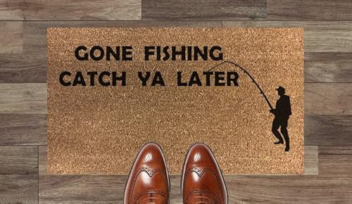 Artisan Kiss Coir Door Floor Mat Pvc Backing 70x40cm Gifts Presents Wedding Home (70 x 40 cm, Gone Fishing)