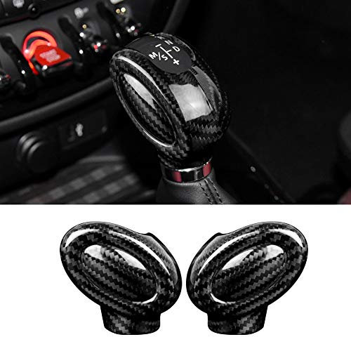 KUNGKIC Kohlefaser Auto-Schaltknauf-Abdeckung Carbon Fiber Gear Shift Knob Cover accessories für Mini Cooper F54 F55 F56 F57 F60 Countryman zubehör innenraum Schwarz