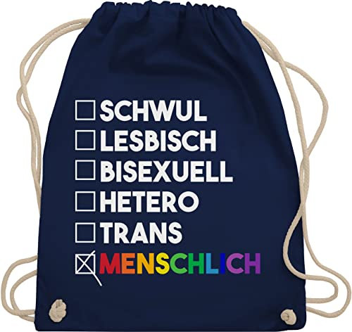 Turnbeutel Rucksack - LGBTQ Kleidung Flag - Menschlich - Deine Wahl - Pride - Regenbogen - weiß - Unisize - Navy Blau - beutel gay lgbt tasche turnsackerl rucksaecke gym bag taschen sporttasche