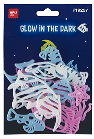 APLI Kids 19257 Leuchtsticker PECES - 12 Leuchtsticker für Decke und Wand, leuchtet im Dunkeln