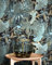 NEWROOM Papier peint Turquoise Jungle Intissé - Floral Noir Beige Fleurs Feuilles Tropical