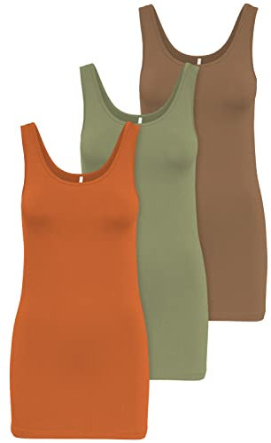 ONLY 3er Pack Damen Basic Tops Tank Top dunkel blau lang 15201465 Farb Mix 7 S