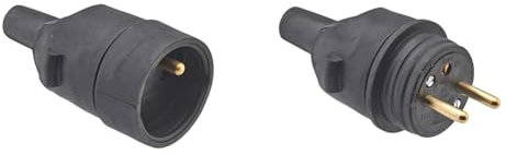 Connecteur electrique - Adaptateur prise - Prise Plate - Fiche Femelle Caoutchouc Douille D4.8mm Avec EclIPse Noir & Prise electrique male - Fiche electrique - Prise male - Prise male 220 V