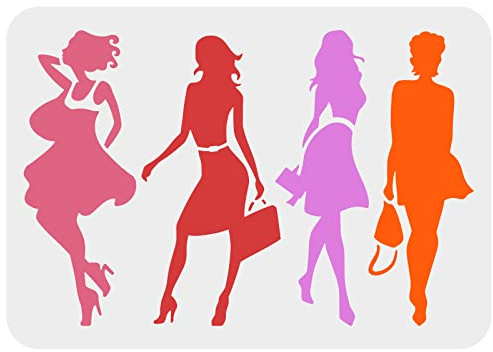 FINGERINSPIRE Mode Frauen Schablone 29.7x21cm Urban Beauty Frauen Zeichnung Vorlage Schöne Mädchen Vorlage Frau Thema Schablone für Malerei auf Wand, Holz, Möbel, Stoff und Papier