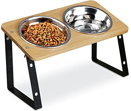 MOLEDINO Katzennapf Erhöht 15°Geneigter Höhenverstellbar rutschfeste,Futternapf Katzenschüssel Erhöhter Katzennapf Futterschale Napferhöhung Katzen Futterstation Cat Food Bowls Set (Edelstahl)