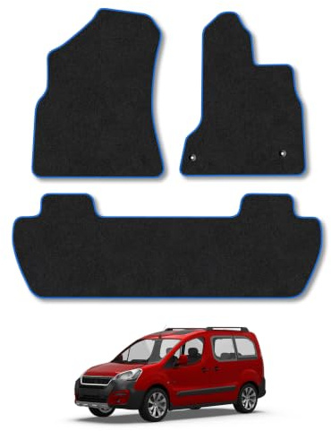 Peugeot Partner Tepee (2008-2018) Carpet Car Mats | Blue Edge Trim Tailored Fit Floor Mats Full Coverage Protection Accessories Easy Clean Anti Slip Made in the UK