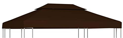 BULANED Pavillon-Dachplane mit Kaminabzug, Ersatzdach Pavillon, Dach Für Pavillon, Pavillondach, 310 g/m² 4x3 m Braun