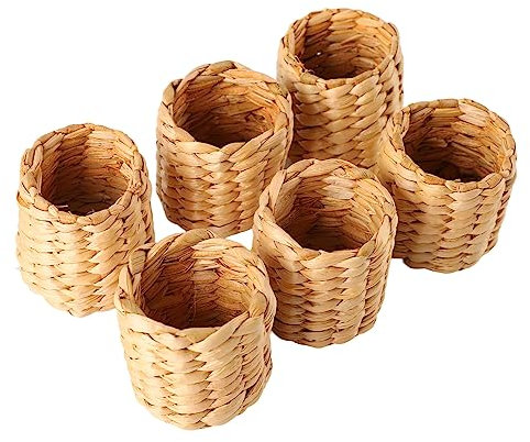 Belupai 6 Stück Gewebte Serviettenringe, Retro-Runde Rattan-Serviettenhalter, Boho-handgemachte Geflochtene Gras-Serviettenringe, Bulk für Hochzeitszeremonie, Weihnachtsfeier, Tischdekoration