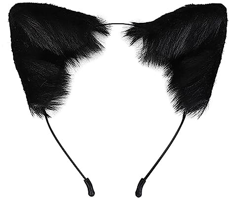 Uposao Plüsch Wolfsohren Katzenohren Haarreif Fuchs Wolf ohren Stirnband Haarnadel Haarnadel Haarschmuck Halloween Weihnachten Kostüm Anime Cosplay Mädchen Damen