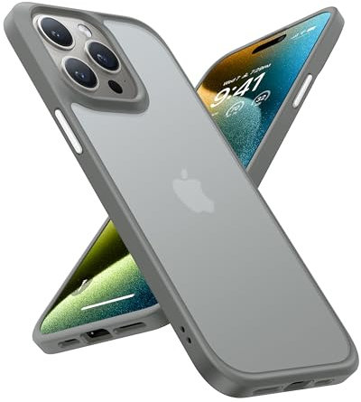 TORRAS Guardian für iPhone 15 Pro Hülle [Upgraded Zertifizierte Militärschutz] [Samtweiche Haptik] Handyhülle Case mit Abnehmbare Knöpfe Matte Grau