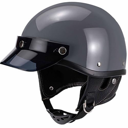 Motorrad-Halbhelme Retro Halbschalenhelm für Alle Jahreszeiten Jethelm Moped-Helm Roller-Helm Scooter-Helm Leichtgewicht Sicherheitshelm ECE-Zertifizierung 5,M=57-58cm