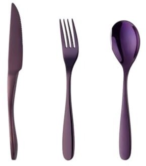 PEKJI Edelstahl-Besteck-Set, einfaches Besteck-Set, hochglanzpoliert, Küchenbesteck-Set, wiederverwendbar, Messer, Gabeln, Löffel, 3-teilig