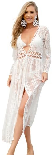 LCXYYY Robe de Plage Femme Sexy Dentelle Frange Bohème Long de Plage Chemisier Ete Plage Pool Party Poncho de Plage Maillots de Bain Bikini Cover Up