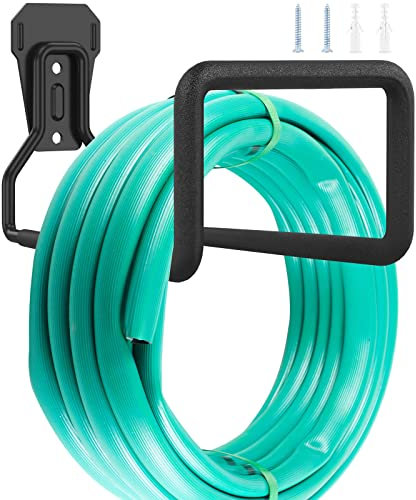Alongen Metal Hose Holder,19x12cm Wall Mounted Garden Hose Hanger Solid Hosepipe Holder for Wall Storage, Sturdy Garden Hose Holder Kit