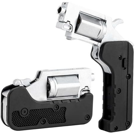 Jouet en Alliage Pistolet à balles Souples Pliable, Jouet à éjection de Coquille Anti-Stress, Mini Pistolet à balles Souples créatif, modèle de Jeu éducatif créatif Multifonctionnel