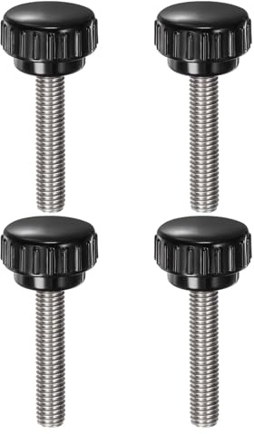 QUARKZMAN 4pcs Tornillo Moleteado, M8x40mm Tornillo de Pulgar de Rosca Macho Pomos de Sujeción Moleteados Métricos de Acero Inoxidable Perilla de Perno de Estudio Tornillo de Apriete, Negro