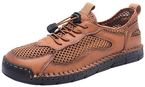 IQYU Fahrrad Schuhe Herren Wasserdicht den Außenhandel, lässige, rutschfeste Wanderschuhe, atmungsaktive Mesh-Herrenschuhe Walking Schuhe Herren Schwarz (Brown, 42)