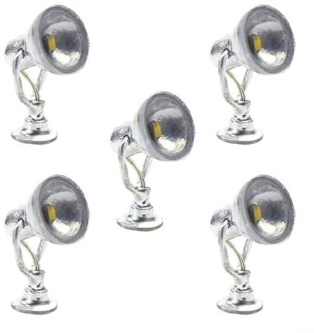 Modelleisenbahnzubehör 5pcs LED Strahler Flutlichter für HO Scale Layouts mit warmweißem Licht (Weiß)
