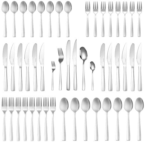 Deleca Edelstahl Besteck Set 12 Personen Essential mit Steakmesser (72-teilig) - Spülmaschinenfest, Silberbesteck, Cutlery Set, Essbesteck, Besteck set 12 Personen - Tafelbesteck für Haus/Party