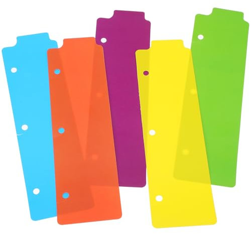 DIYEAH 5 Stück Kunststoff Abtrenner Für 3-Ring Ordner Snap-in Buchzeichen Trennblätter Für A5 Ringbuch Notizheft Mit Abnehmbarem Klebeetikett Für Büro Und Schule