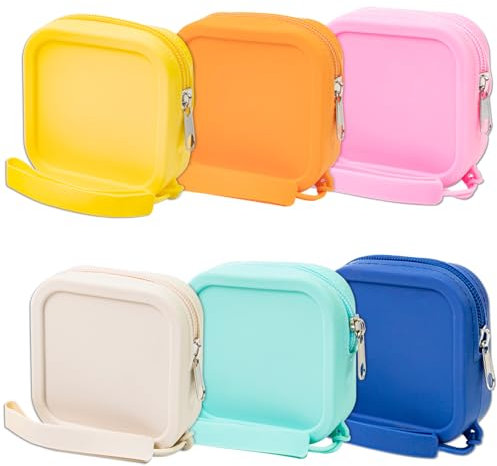 6 Stück Silikon-Haarnadel-Etui, kleiner Reise-Schmuck-Organizer, wasserdichte Reißverschlusstaschen, Reise-Krawattenetui, Mini-Münztasche, Silikon-Reißverschlusstasche für Frauen und Mädchen,