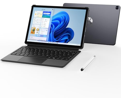 AE86 Tablette/ordinateur portable 2 en 1 (2025), tablette PC Windows 11 Pro 10,1 avec clavier et stylet, 12 Go de RAM 256 Go SSD, processeur Intel Core, MS Office 2024 inclus, Wi-Fi BT5.0, USB A