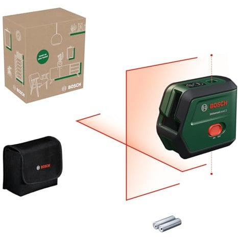 Bosch livella laser multifunzione UniversalLevel 2 (linee laser a croce incl. punti a piombo integrati per un allineamento preciso e un facile trasferimento dell'applicazione, in cartone)