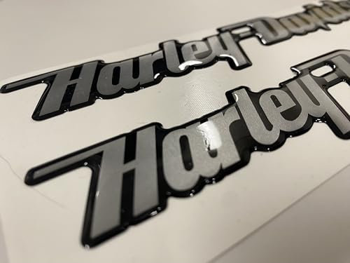 Stemma logo decal dimensioni compatibili con i modelli Harley D. coppia adesivi resinati, effetto 3D. Per SERBATOIO,CASCO,BORSE LATERALI. (argento)