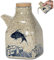 Bouteille de Sauce soja Distributeur d'huile en céramique 5x3 avec Couvercle en Bois Motif Poisson Distributeur de Sauce soja de Style Japonais récipient Liquide pour vinaigre Ponzu