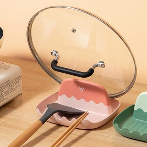 Reposa Cuchara Cocina-Soporte para cuchara- Soporte para tapa-Reposa Utensilios de cocina-para evitar ensuciar tu encimera cuando cocinas-protege tu encimera-muy resistente y duradero. (ROSA)