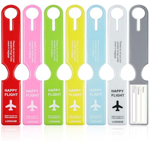 Caianwin 6 Stück Kofferanhänger Flugreise PVC Gepäckanhänger ID EtikettK 6 Farben Adressanhänger koffer, Kofferschilder Anhänger Zubehör für Aufgegebenes Gepäck