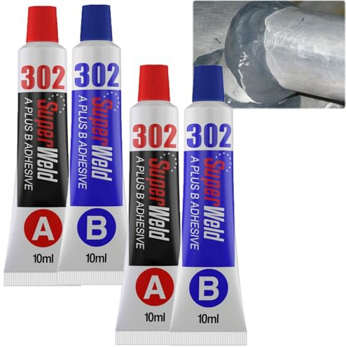 Super Welding A Plus B Adhesive, High Temp Metal Repair Glue for Cast Iron, Ceramic & Plastic | Heavy Duty AB Epoxy for Machinery, Pipes & Car Parts, Metal Welding Enhanced Casting glue (2PCS)