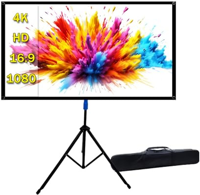 Beamer Leinwand mit Stativ 70 Tragbar Projektor Leinwand HD 4K 16: 9 ProjektionLeinwand Leicht und Kompakt tragen Ideal für Heimkino innen/außen Filme Camping Büropräsentationen【70 】