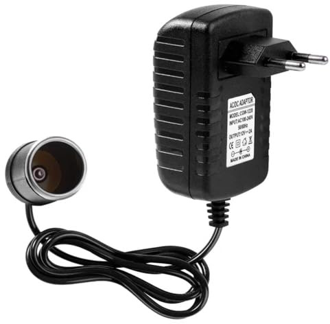 Convertidor de Corriente 240V AC-12V DC,Adaptador para Electrodomésticos Coche,Inversor de Encendedor de Coche,Adaptador de Enchufe para Encendedor de Cigarrillos 12V 2A,Convertidor de Alimentación