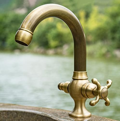 XSDSM Wasserhahn Aussenbereich mit Waschmaschinenanschluss Messing Garten Wasserhahn Frostsicher 1 Loch 1 Griff,Antiquität