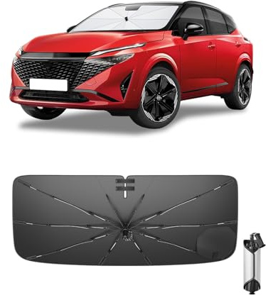 Ruiya 2026 Upgrade Parasol Coche Delantero Compatible con Nissan Qashqai J12 2021-2026, Paraguas Plegable Aislamiento Térmico, Protección UV, Accesorios para Parabrisas