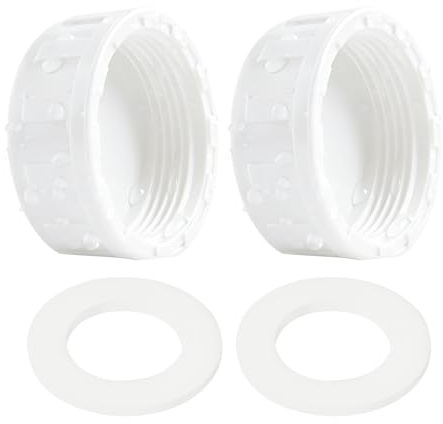 2 Piezas Tapón Roscado de PVC 25mm Blanco con Juntas de Goma para Conector de Manguera Rosca Hembra 3/4'', Tapas de Tubería Duraderas para Riego y Fontanería