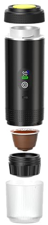 SMART-J Caffettosa Macchina da Caffè Portatile 3 in 1 Nera – Compatibile con Capsule e Caffè Macinato, Ricaricabile USB, Compatta per Viaggio, Auto e Ufficio, Pressione Elevata per Espresso Perfetto