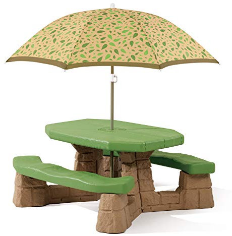 Step2 Naturally Playful Tavolo da picnic per 6 bambini con ombrellone | Set da picnic per bambino in plastica