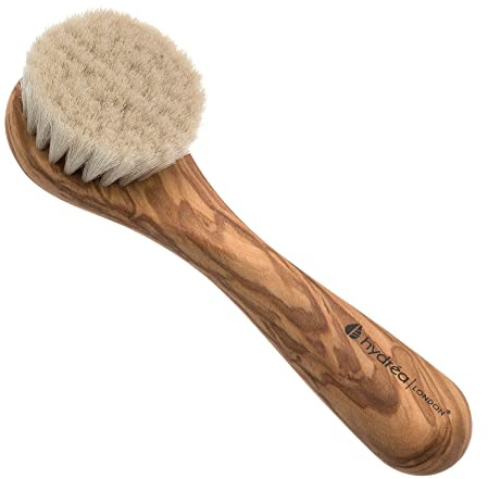 Hydréa Olive Wood Facial Exfoliating Brush with Naturally Soft Goat Bristle