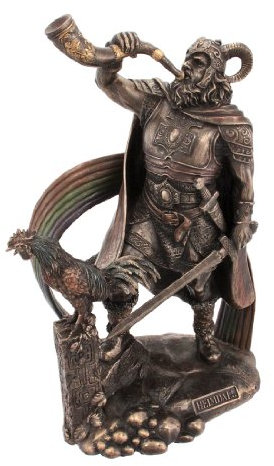 Heimdall Skulptur aus kaltgegossener Bronze, 23 cm