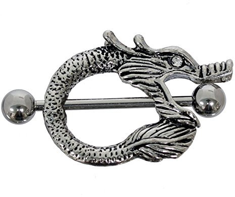 Pain-is-Art Brustwarzenpiercing Drache aus Chirurgenstahl - Nipple Shield Piercing